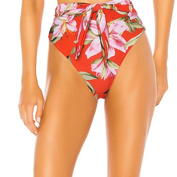"SOLD" Mara Hoffman Abigail Goldie Red Lily Floral Bikini - Picture 5 of 12